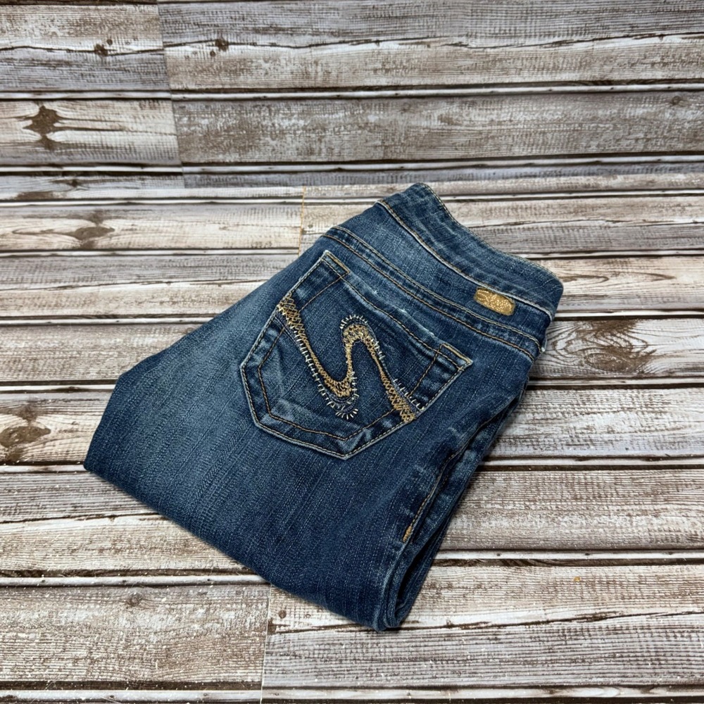 Silver Jeans Tuesday 20 Slim Bootcut Jeans Womens 24/31 Blue Low Rise Distressed